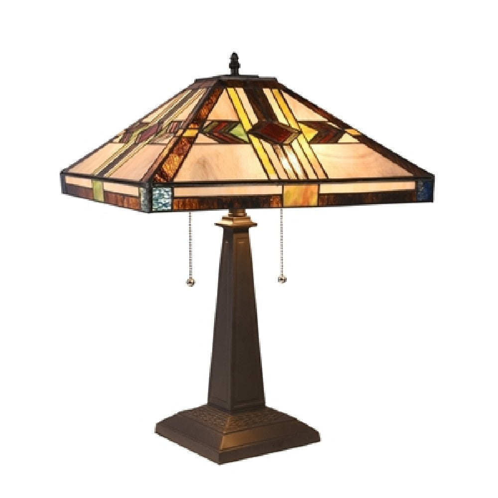 CHLOE Lighting CARLA Tiffany-style Mission Blackish Bronze 2 Light Table Lamp 16" Shade