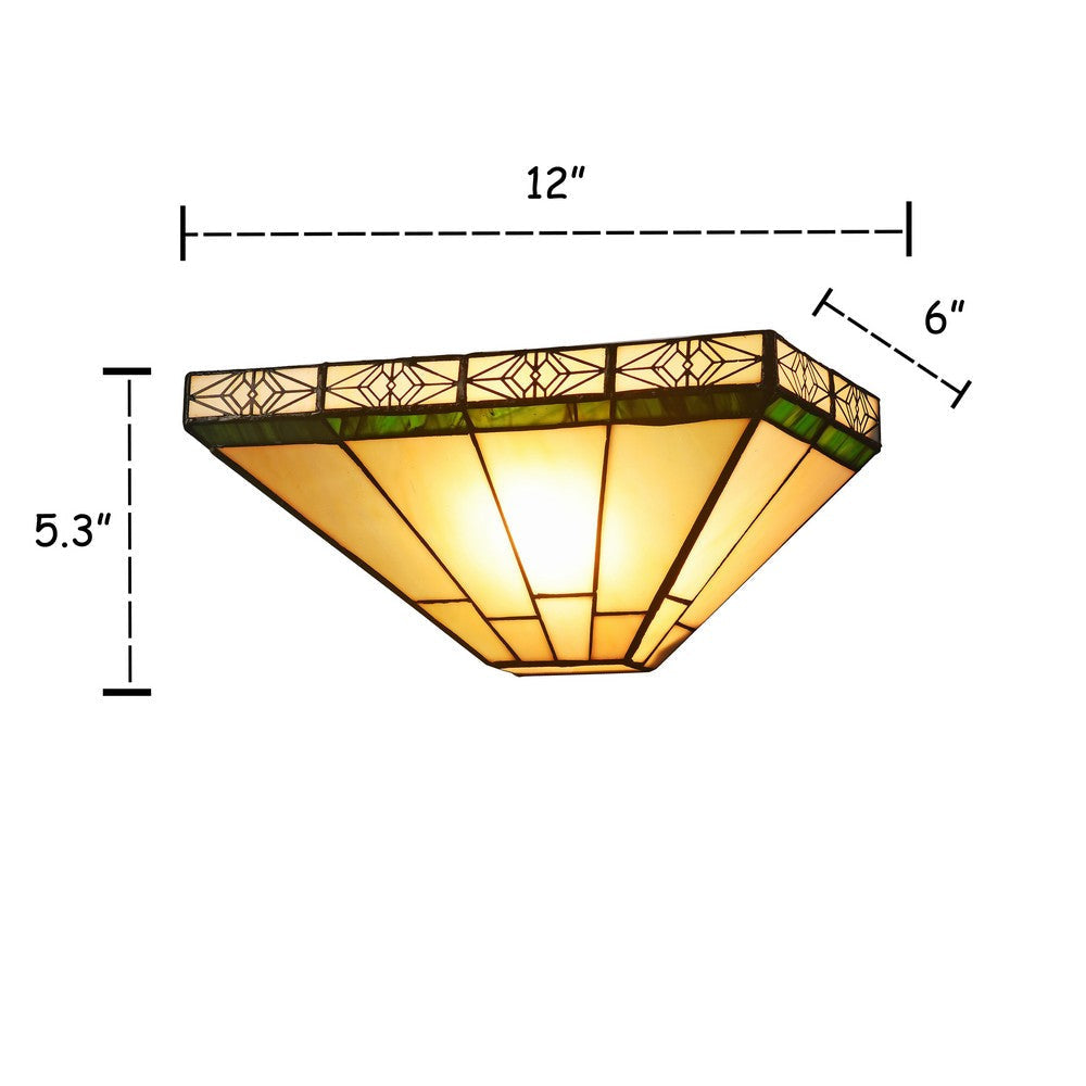 Lighting THEROS Tiffany-style 1 Light Mission Indoor Wall Sconce 12’’ Wide CHL-CH3T318IM12-WS1