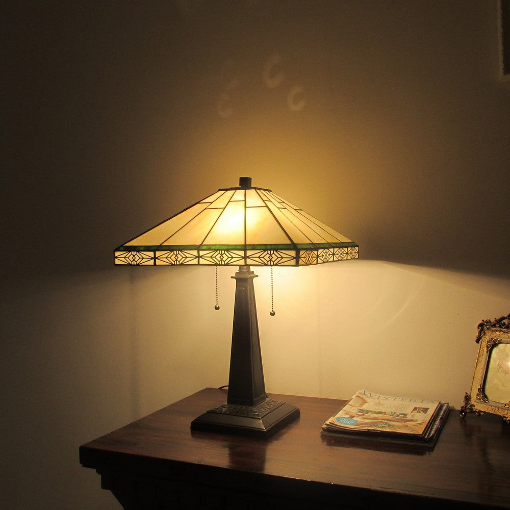 Lighting THEROS Tiffany-style 2 Light Mission Table Lamp 16’’ Shade CHL-CH3T318IM16-TL2