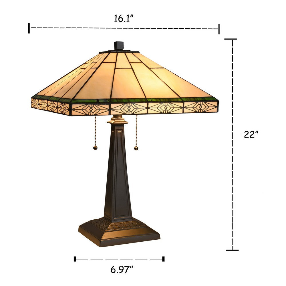 Lighting THEROS Tiffany-style 2 Light Mission Table Lamp 16’’ Shade CHL-CH3T318IM16-TL2