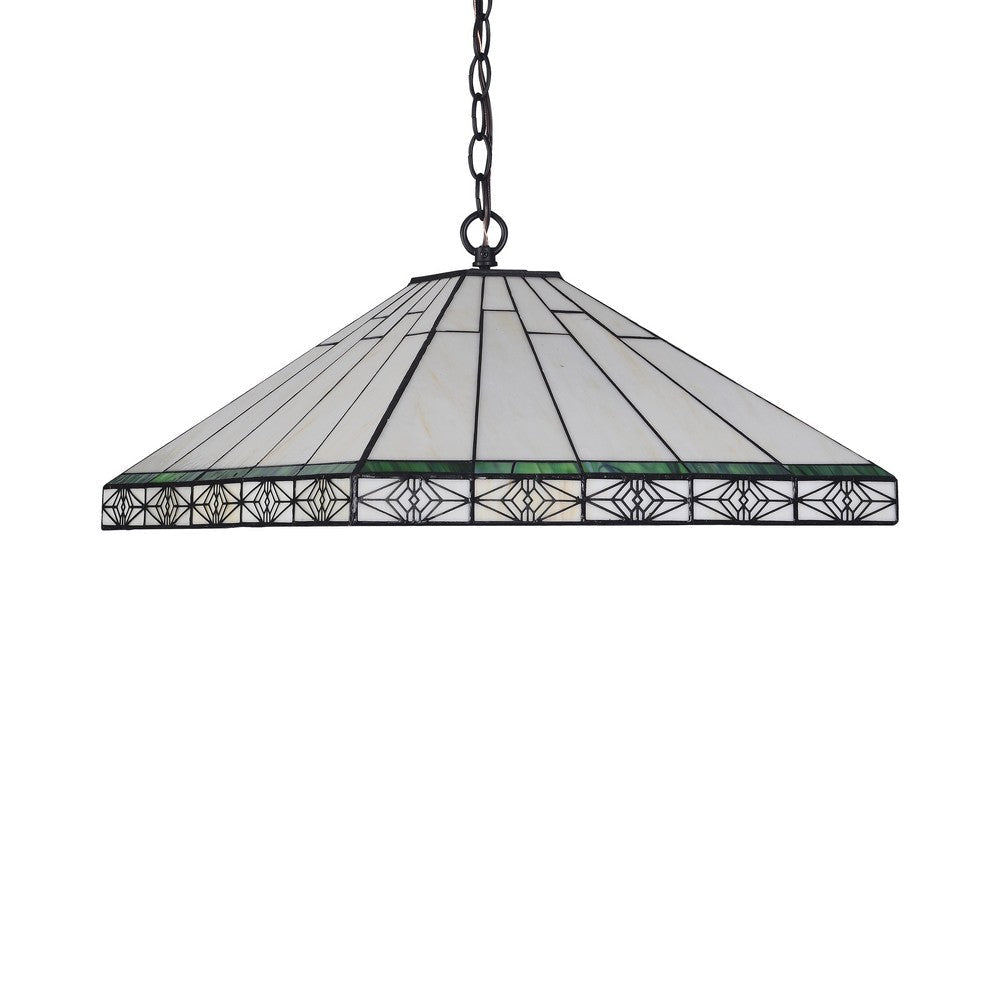 Lighting THEROS Tiffany-style 2 Light Mission Hanging Pendant Fixture 18’’ Shade CHL-CH3T318IM18-DH2