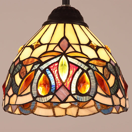 CHLOE Lighting SERENITY Victorian Tiffany-style Dark Bronze 1 Light Mini Pendant 8" Wide