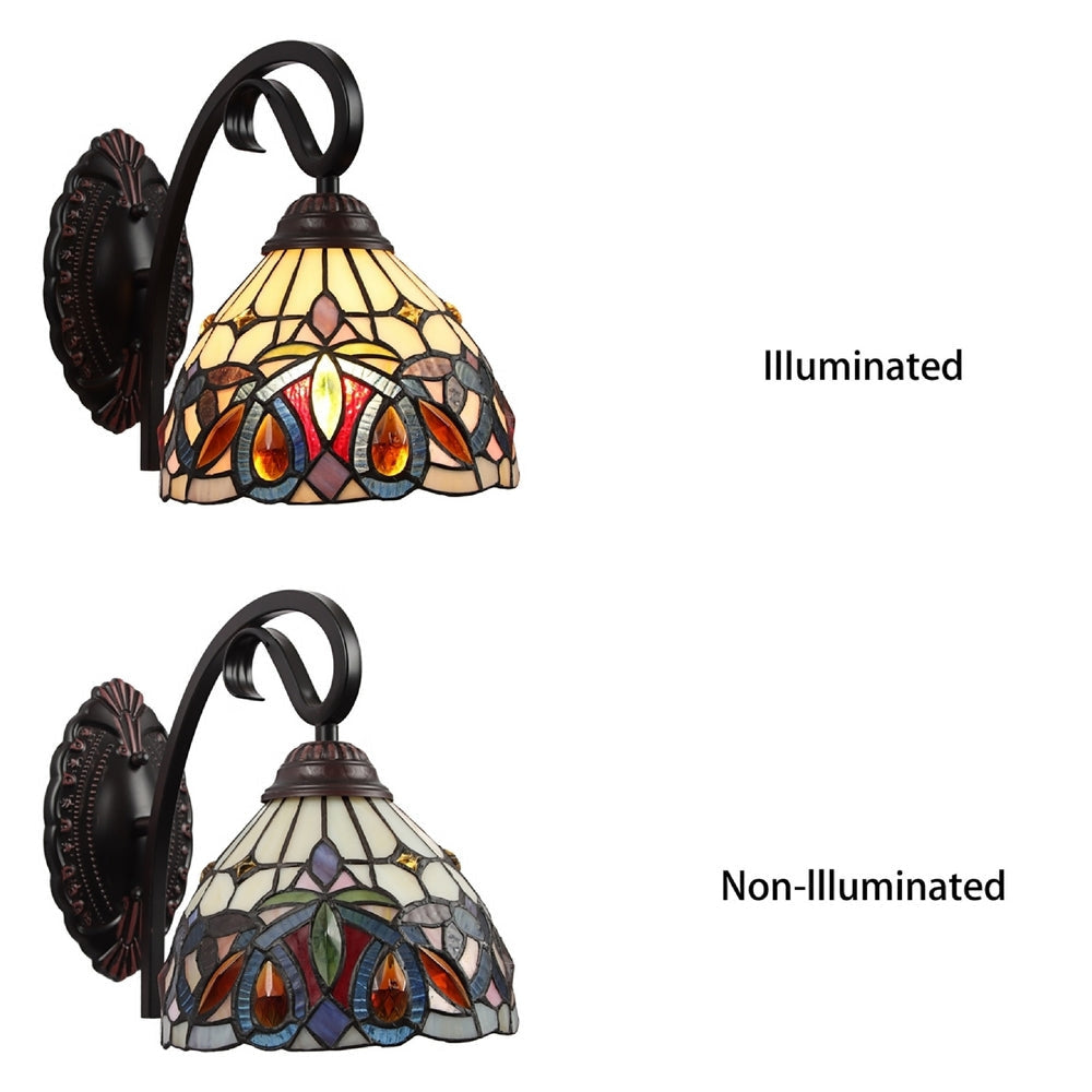 CHLOE Lighting SERENITY Victorian Tiffany-style Dark Bronze 1 Light Wall Sconce 8’’ Wide CHL-CH3T353BV08-WS1