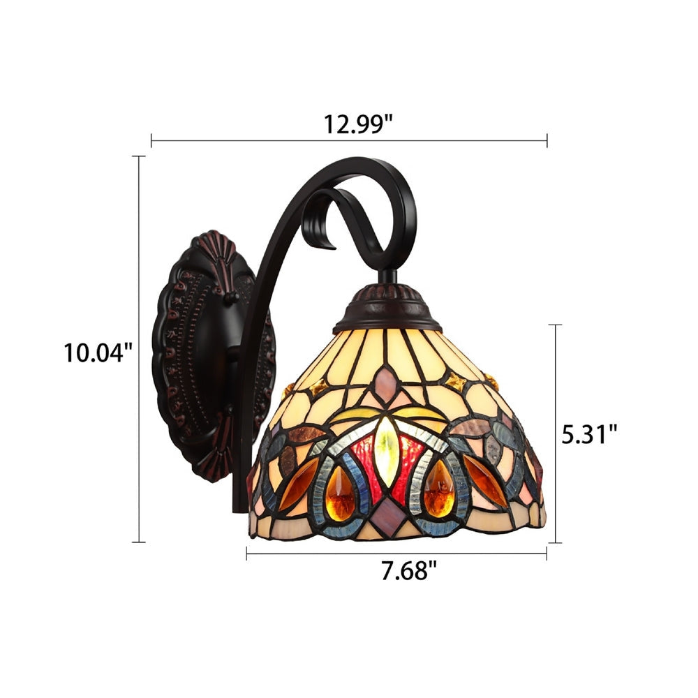 CHLOE Lighting SERENITY Victorian Tiffany-style Dark Bronze 1 Light Wall Sconce 8’’ Wide CHL-CH3T353BV08-WS1