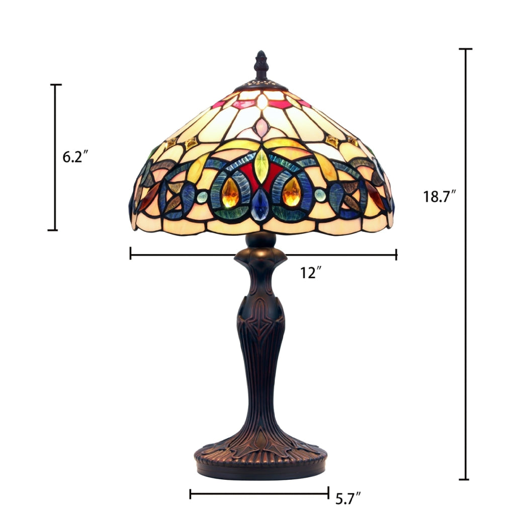CHLOE Lighting SERENITY Tiffany-style Victorian Dark Bronze 1 Light Table Lamp 12’’ Shade CHL-CH3T353BV12-TL1