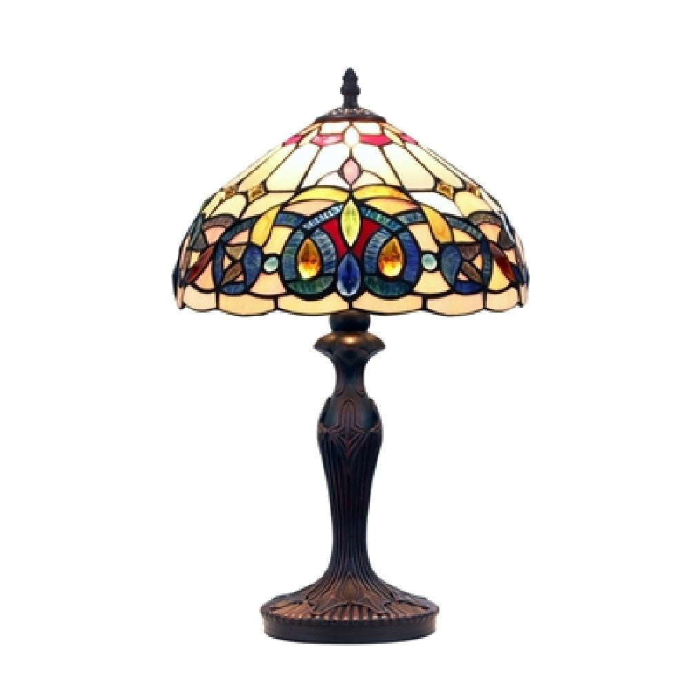 CHLOE Lighting SERENITY Tiffany-style Victorian Dark Bronze 1 Light Table Lamp 12" Shade