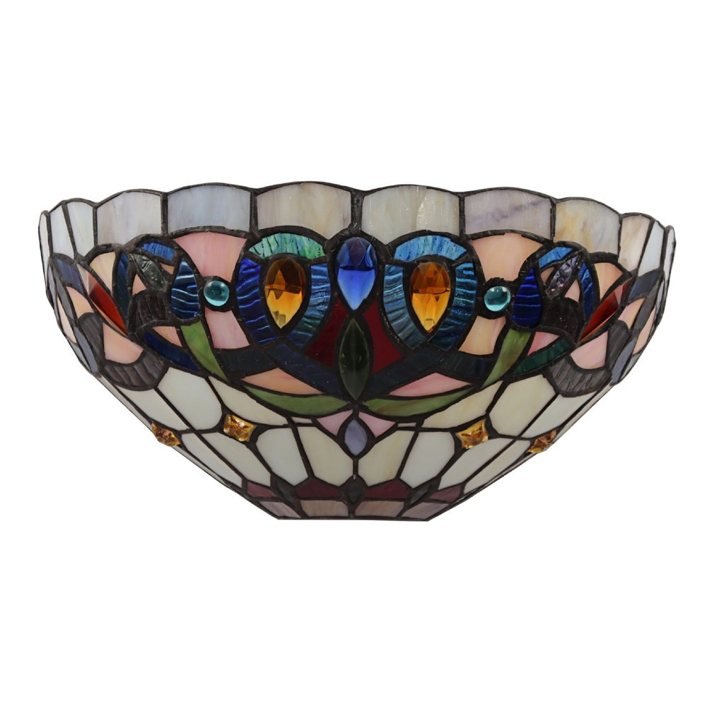 CHLOE Lighting SERENITY Victorian Tiffany-style Black 1 Light Wall Sconce 12’’ Wide CHL-CH3T353BV12-WS1