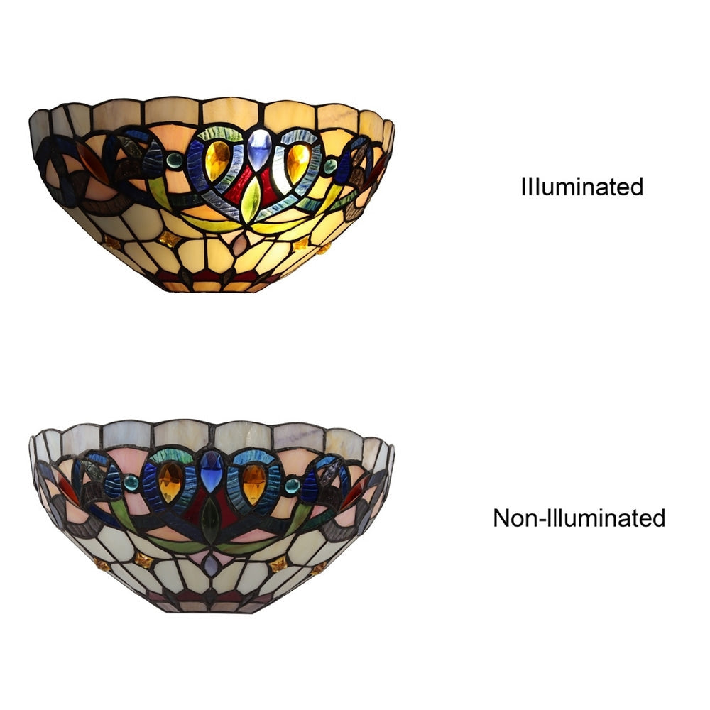 CHLOE Lighting SERENITY Victorian Tiffany-style Black 1 Light Wall Sconce 12’’ Wide CHL-CH3T353BV12-WS1