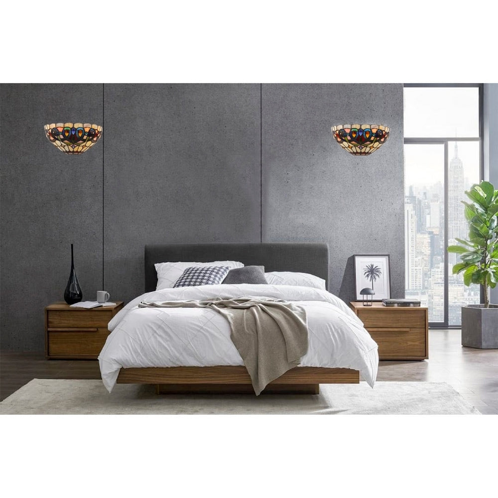 CHLOE Lighting SERENITY Victorian Tiffany-style Black 1 Light Wall Sconce 12’’ Wide CHL-CH3T353BV12-WS1