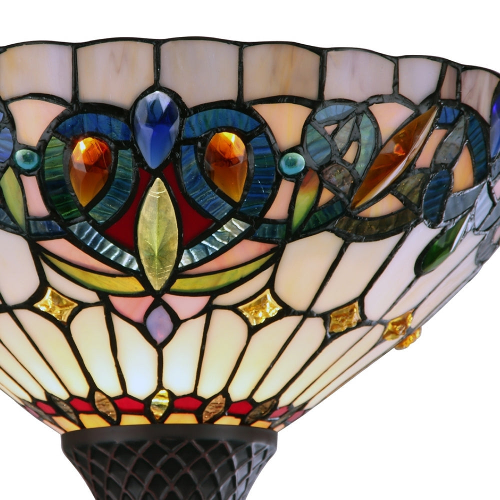 CHLOE Lighting SERENITY Victorian Tiffany-style Dark Bronze 1 Light Torchiere Lamp 14’’ Wide CHL-CH3T353BV14-TF1