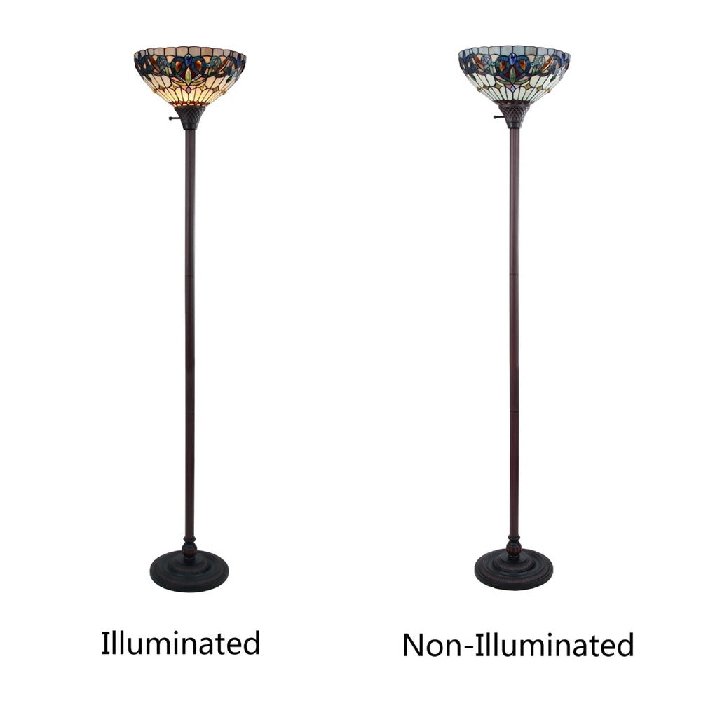 CHLOE Lighting SERENITY Victorian Tiffany-style Dark Bronze 1 Light Torchiere Lamp 14’’ Wide CHL-CH3T353BV14-TF1