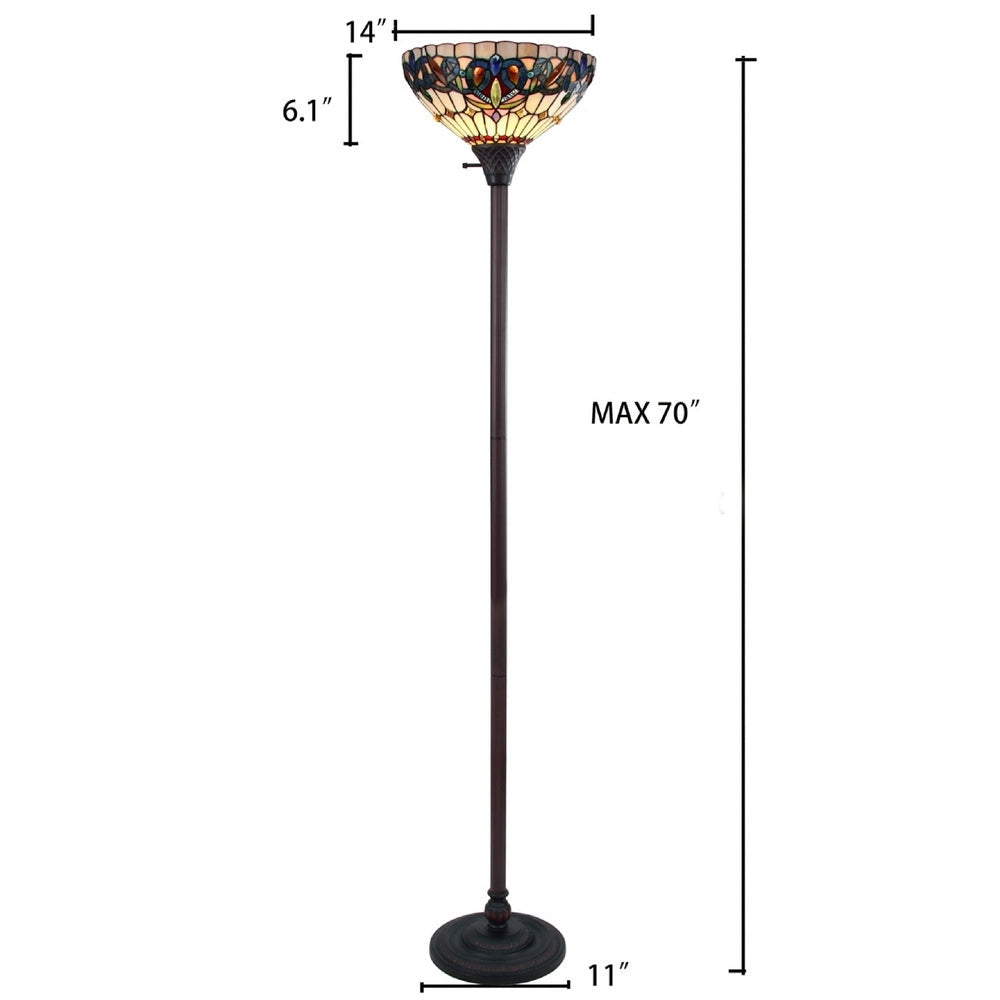 CHLOE Lighting SERENITY Victorian Tiffany-style Dark Bronze 1 Light Torchiere Lamp 14’’ Wide CHL-CH3T353BV14-TF1
