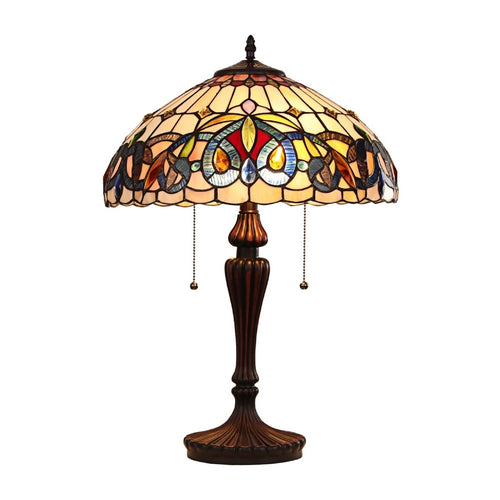 CHLOE Lighting SERENITY Victorian Tiffany-style Dark Bronze 2 Light Table Lamp 16" Wide