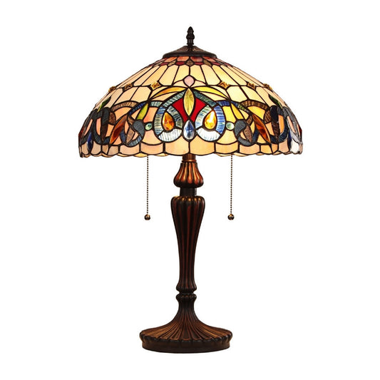 CHLOE Lighting SERENITY Victorian Tiffany-style Dark Bronze 2 Light Table Lamp 16" Wide