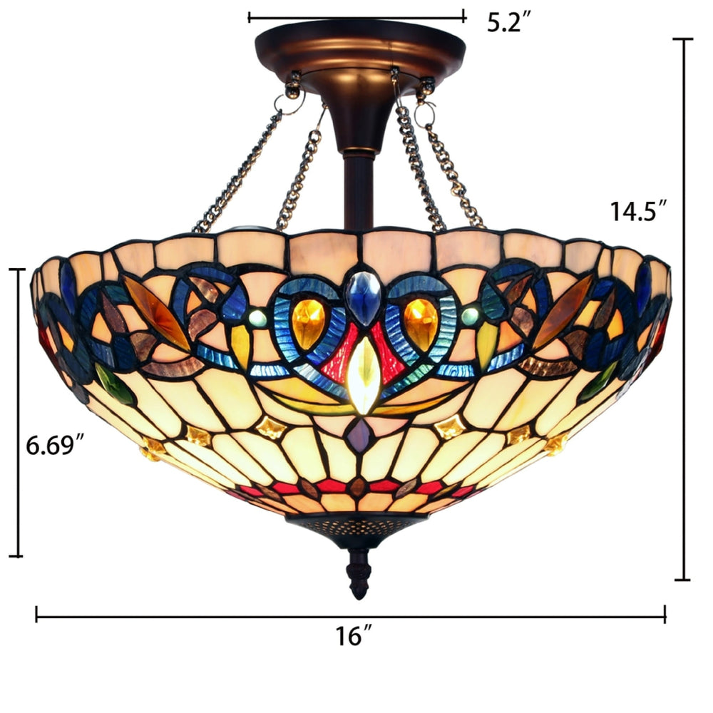 CHLOE Lighting SERENITY Tiffany-style Dark Bronze 2 Light Semi-Flush 16’’ Wide CHL-CH3T353BV16-UF2
