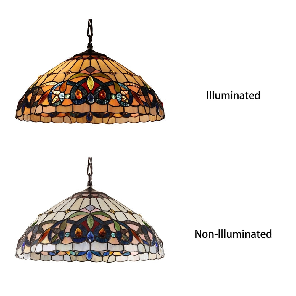 CHLOE Lighting SERENITY Victorian Tiffany-style Blackish Bronze 2 Light Hanging Pendant 18’’ Wide CHL-CH3T353BV18-DH2