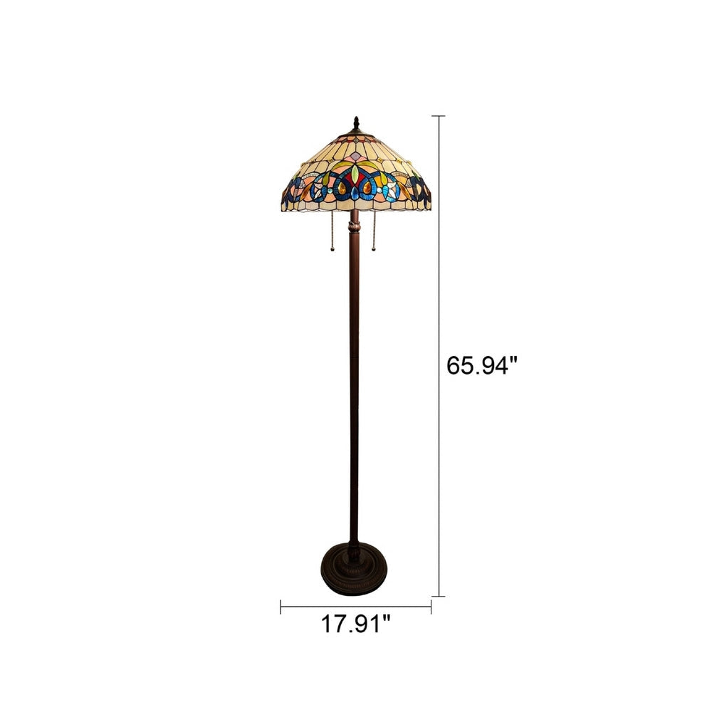 CHLOE Lighting SERENITY Victorian Tiffany-Style Dark Bronze 2 Light Floor Lamp 18’’ Wide CHL-CH3T353BV18-FL2
