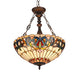 Lighting SERENITY Tiffany-style 3 Light Victorian Inverted Ceiling Pendant 18" Shade