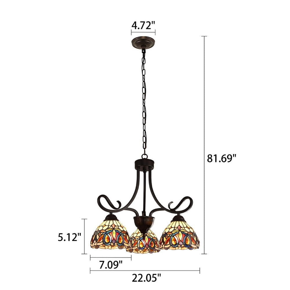 CHLOE Lighting SERENITY Victorian Tiffany-style Dark Bronze 3 Light Mini Chandelier 22’’ Wide CHL-CH3T353BV22-DD3