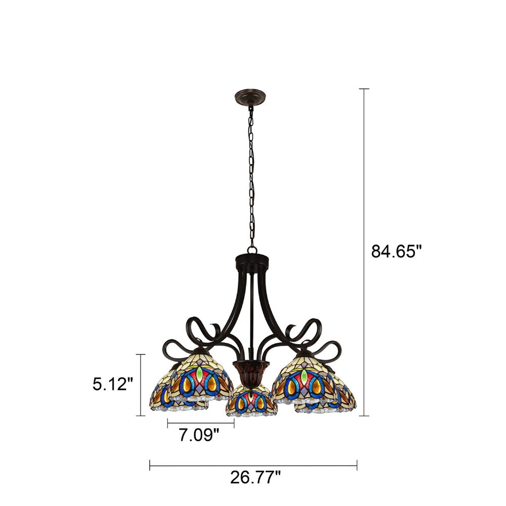 CHLOE Lighting SERENITY Victorian Tiffany-Style Dark Bronze 5 Light Large Chandelier 27’’ Wide CHL-CH3T353BV27-DD5
