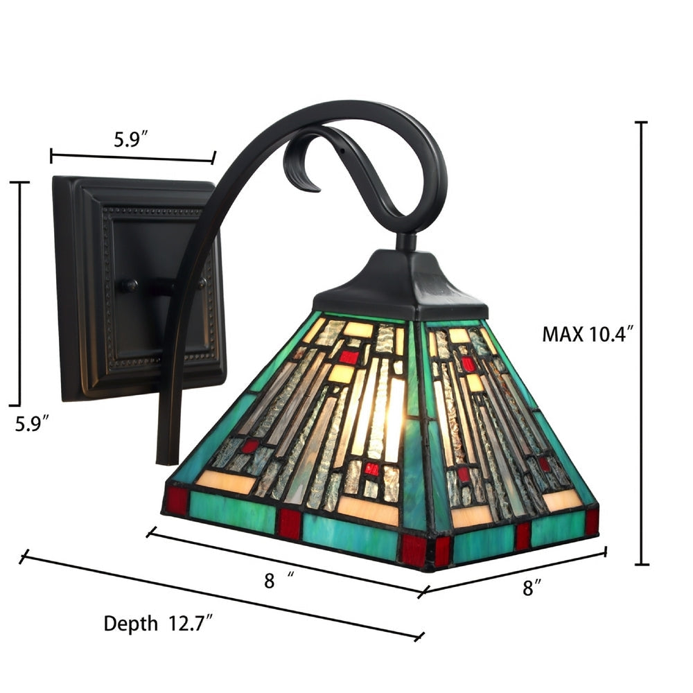 CHLOE Lighting INNES Mission Tiffany-style Blackish Bronze 1 Light Wall Sconce 8’’ Wide CHL-CH3T359BM08-WS1