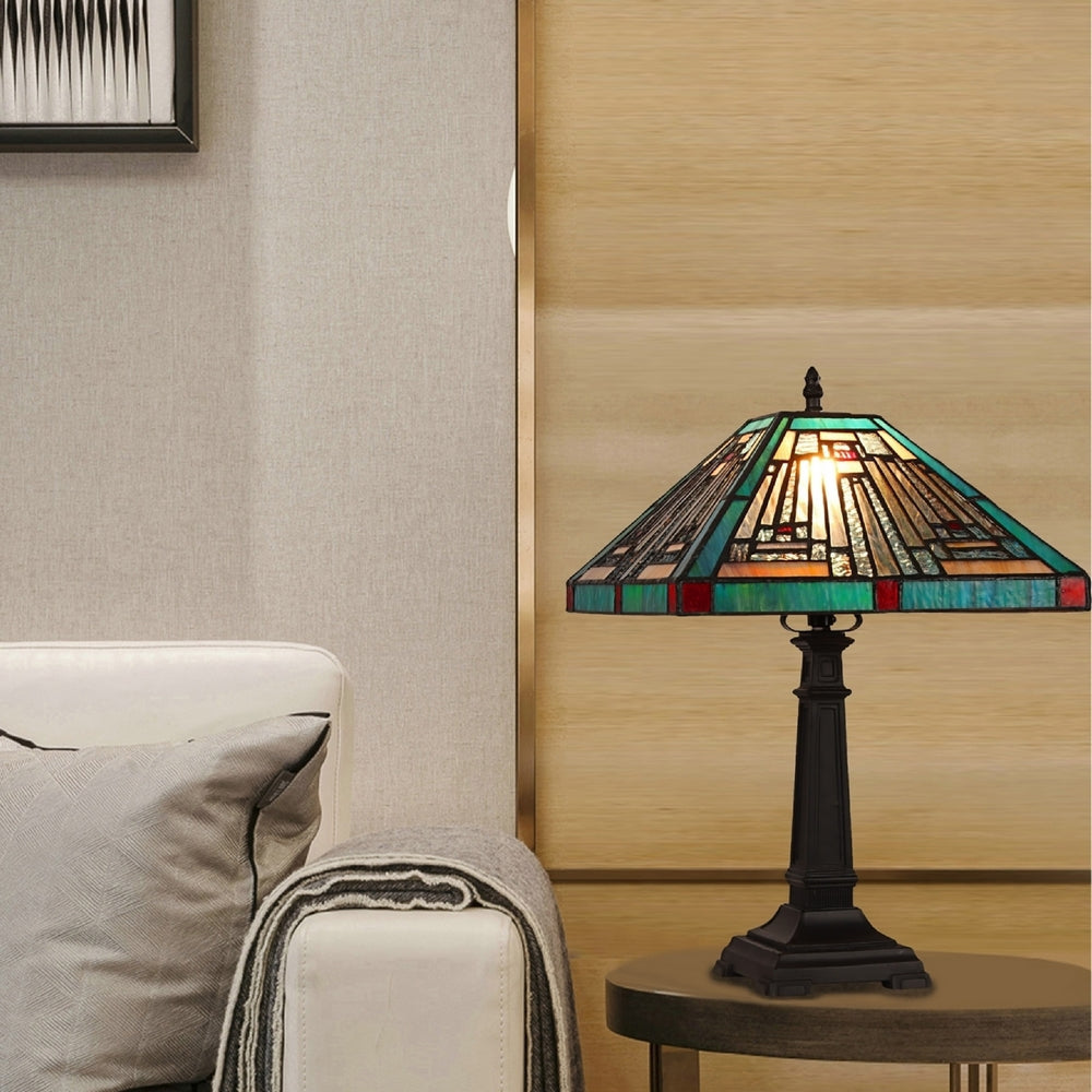 CHLOE Lighting INNES Mission Tiffany-style Blackish Bronze 1 Light Table Lamp 12’’ Wide CHL-CH3T359BM12-TL1