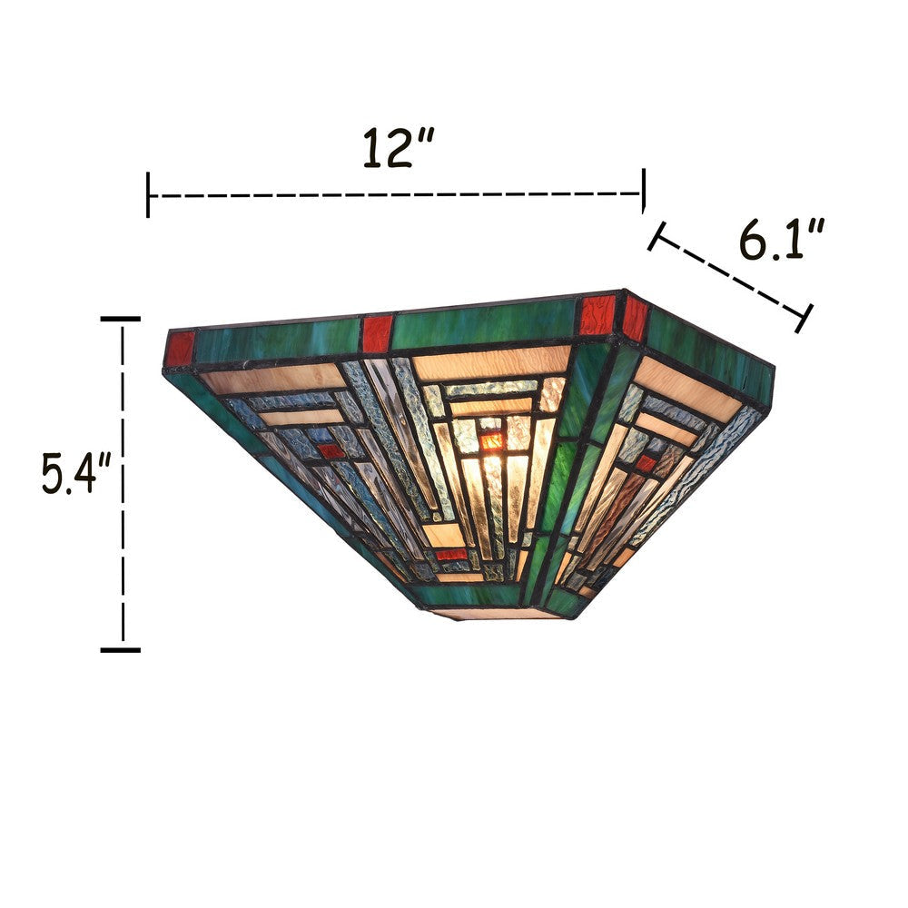 Lighting INNES Tiffany-style Blackish Bronze 1 Light Mission Indoor Wall Sconce 12’’ Wide CHL-CH3T359BM12-WS1