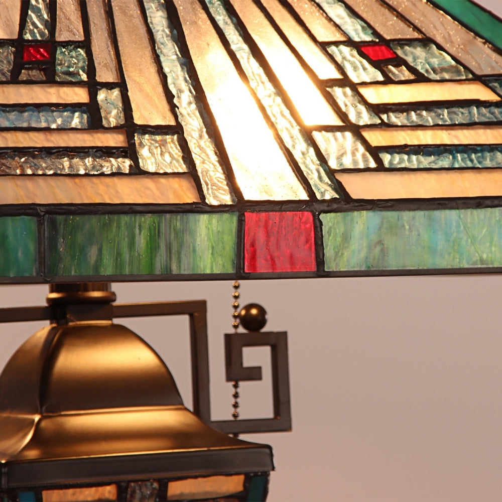 CHLOE Lighting INNES Mission Tiffany-style Blackish Bronze 3 Light Double Lit Table Lamp 16’’ Wide CHL-CH3T359BM16-DT3
