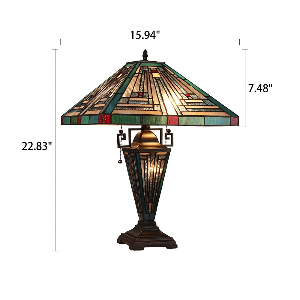CHLOE Lighting INNES Mission Tiffany-style Blackish Bronze 3 Light Double Lit Table Lamp 16’’ Wide CHL-CH3T359BM16-DT3