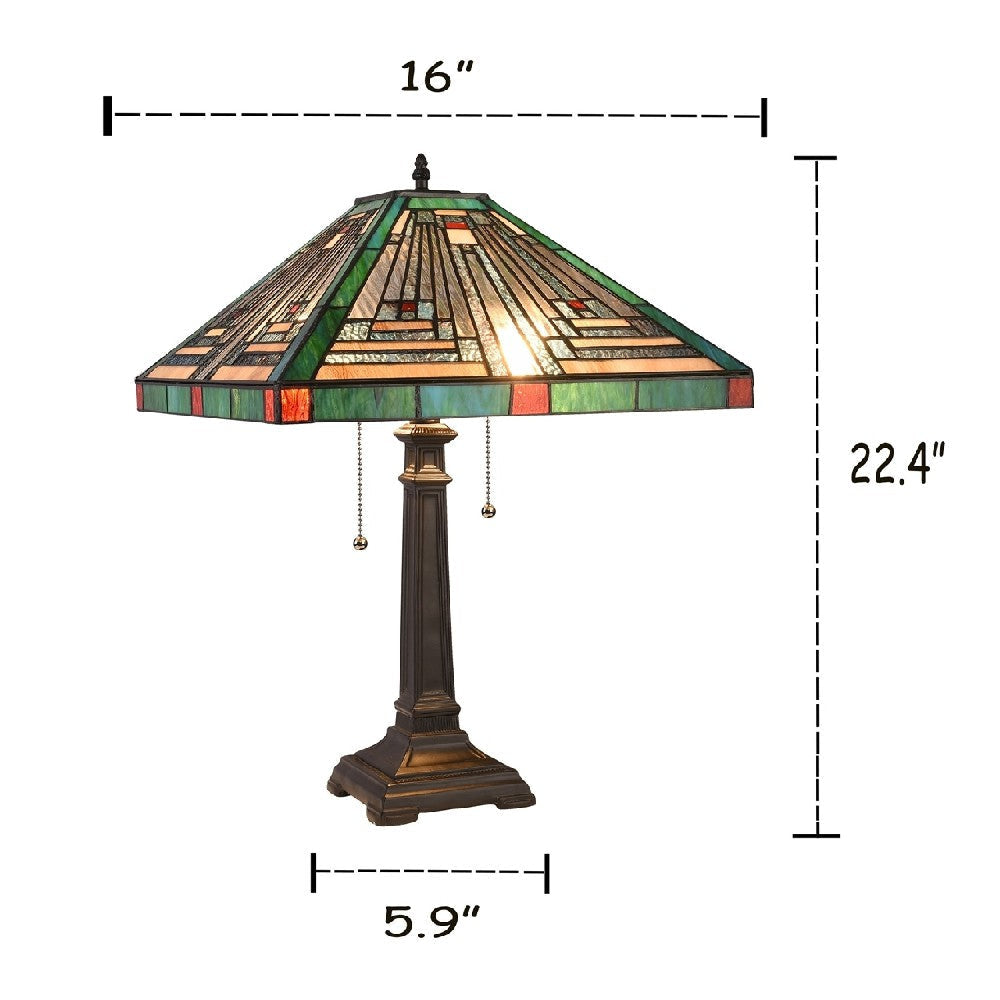 CHLOE Lighting INNES Tiffany-style Blackish Bronze 2 Light Table Lamp 16’’ Shade CHL-CH3T359BM16-TL2