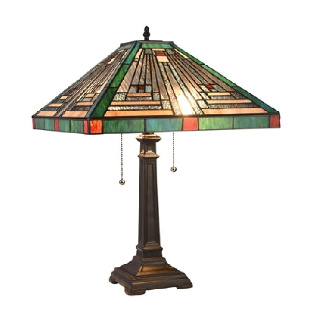 CHLOE Lighting INNES Tiffany-style Blackish Bronze 2 Light Table Lamp 16" Shade