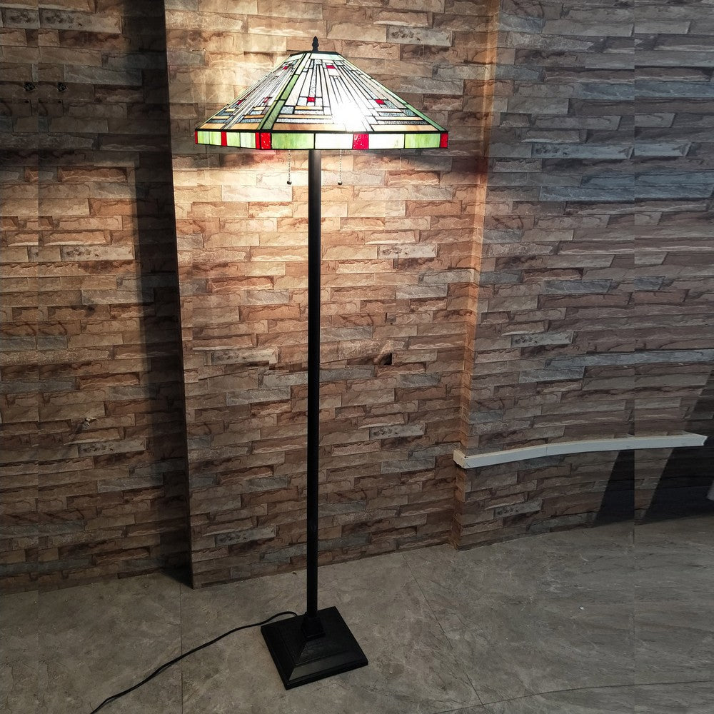 Lighting INNES Tiffany-style Blackish Bronze 2 Light Victorian Floor Lamp 18" Shade