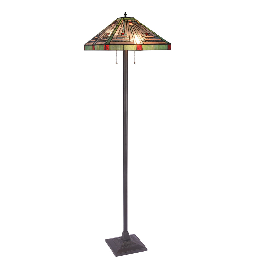 Lighting INNES Tiffany-style Blackish Bronze 2 Light Victorian Floor Lamp 18" Shade