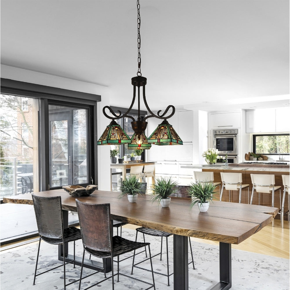 CHLOE Lighting INNES Mission Tiffany-style Blackish Bronze 3 Light Mini Chandelier 22’’ Wide CHL-CH3T359BM22-DD3