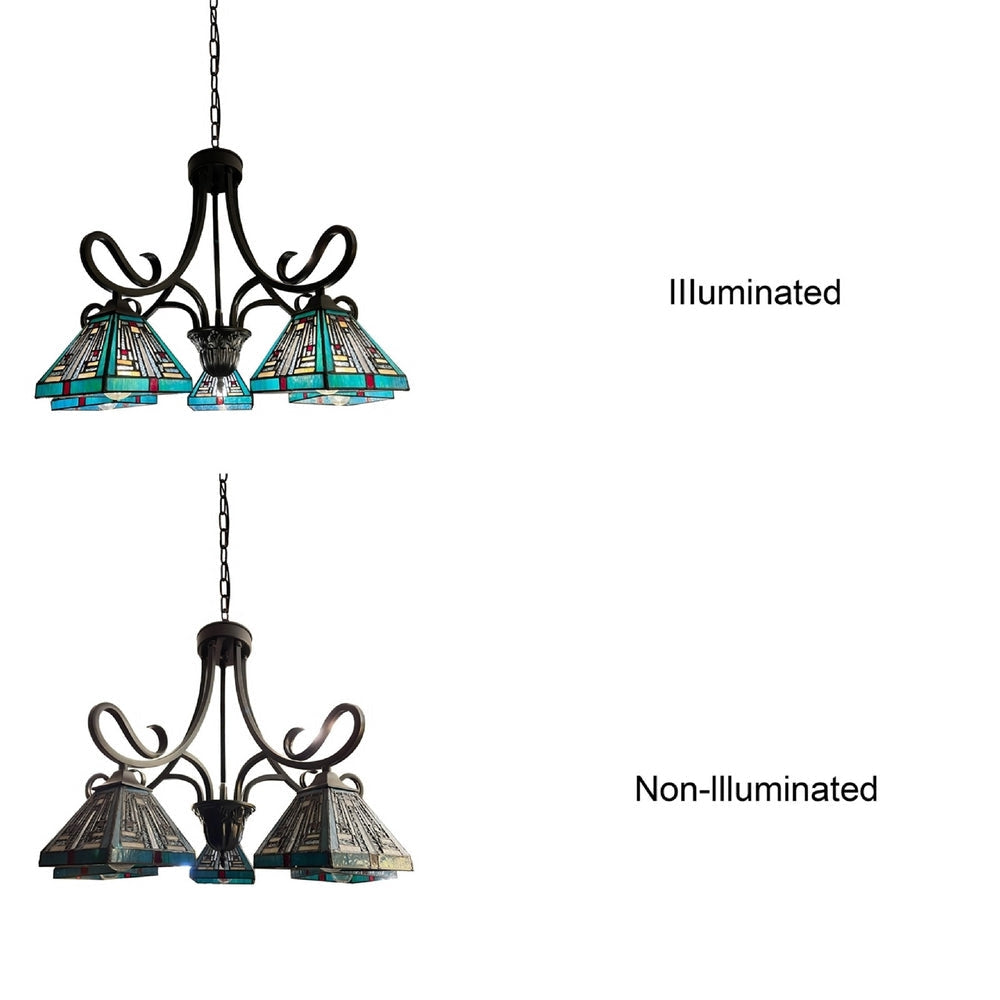 CHLOE Lighting INNES Mission Tiffany-Style Blackish Bronze 5 Light Large Chandelier 26’’ Wide CHL-CH3T359BM26-DD5