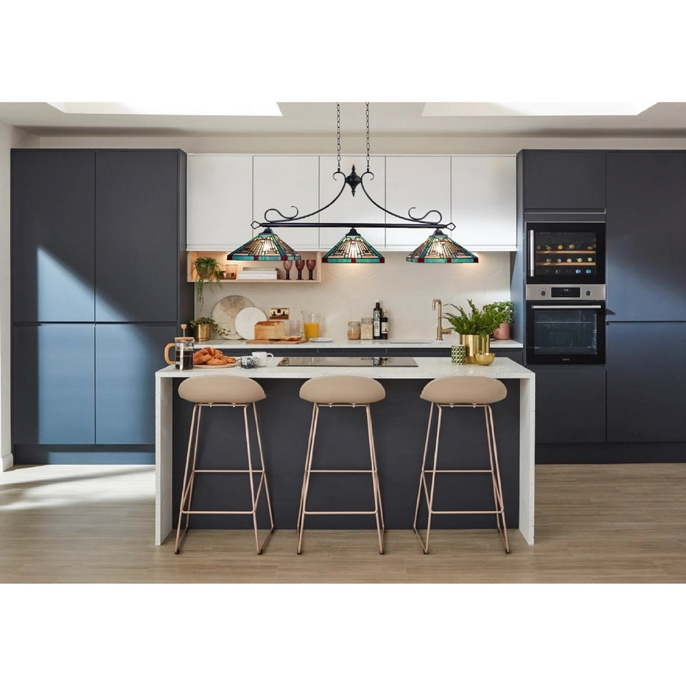CHLOE Lighting INNES Mission Tiffany-Style Blackish Bronze 3 Light Island Pendant 47’’ Wide CHL-CH3T359BM47-IL3