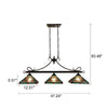 CHLOE Lighting INNES Mission Tiffany-Style Blackish Bronze 3 Light Island Pendant 47’’ Wide CHL-CH3T359BM47-IL3
