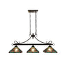 CHLOE Lighting INNES Mission Tiffany-Style Blackish Bronze 3 Light Island Pendant 47" Wide