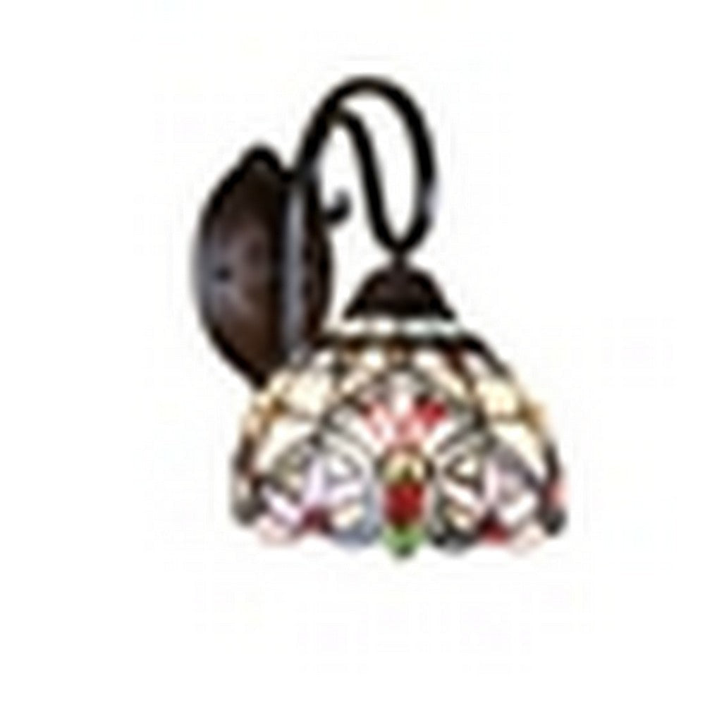 CHLOE Lighting GRENVILLE Victorian Tiffany-Style Blackish Bronze 1 Light Wall Sconce 8’’ Wide CHL-CH3T381VB08-WS1