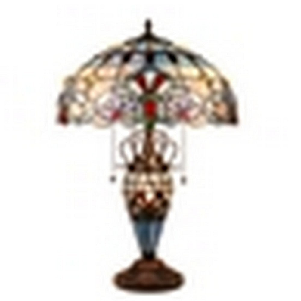 CHLOE Lighting GRENVILLE Victorian-Style Dark Bronze 3 Light Double Lit Table Lamp 16" Wide