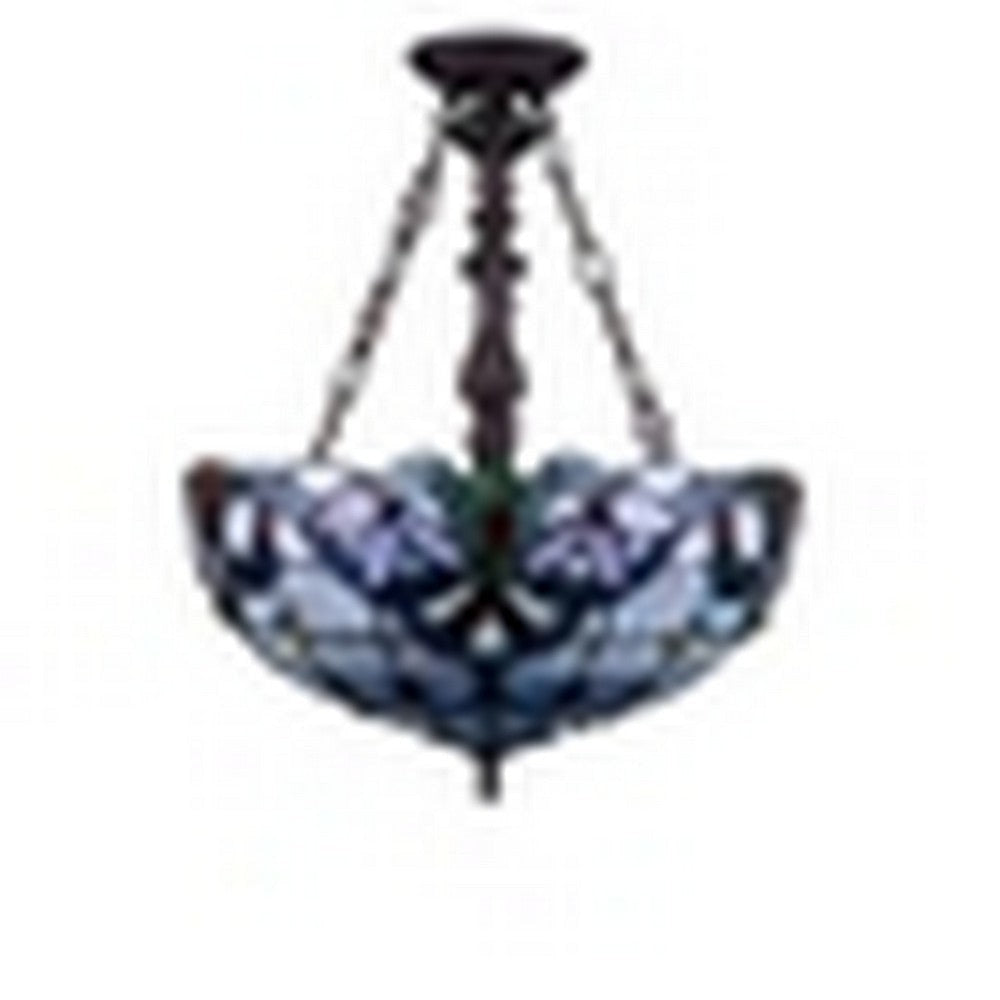 CHLOE Lighting GRENVILLE Victorian Tiffany-Style Dark Bronze 2 Light Inverted Ceiling Pendant 18’’ Wide CHL-CH3T381VB18-UP2