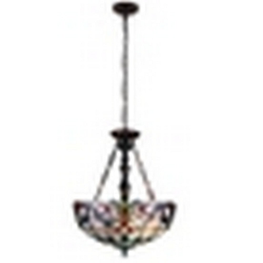 CHLOE Lighting GRENVILLE Victorian Tiffany-Style Dark Bronze 2 Light Inverted Ceiling Pendant 18’’ Wide CHL-CH3T381VB18-UP2