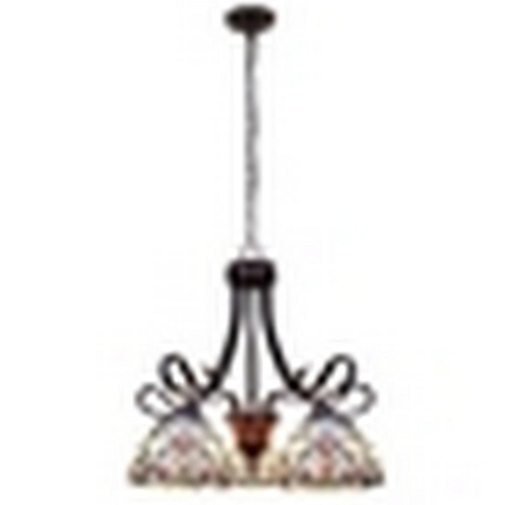 CHLOE Lighting GRENVILLE Victorian Tiffany-Style Dark Bronze 5 Light Chandelier 25" Wide