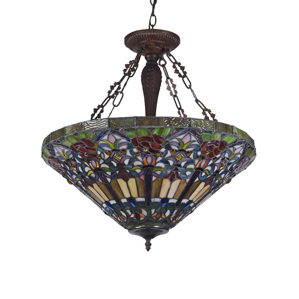 Lighting ALMA Tiffany-style 3 Light Victorian Inverted Ceiling Pendant 24’’ Shade CHL-CH3T410RV24-UH3