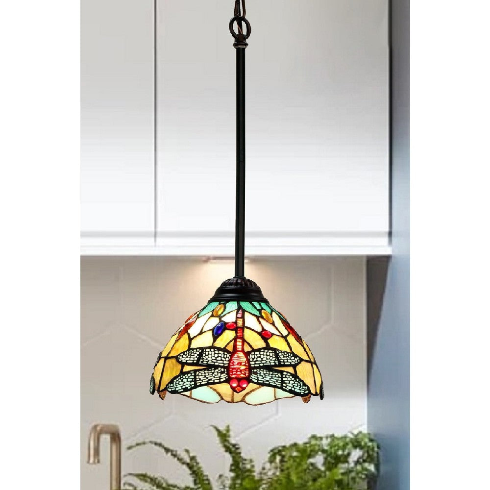 CHLOE Lighting EMPRESS Tiffany-style Dark Bronze 1 Light Mini Pendant 8’’ Wide CHL-CH3T471GD08-DP1