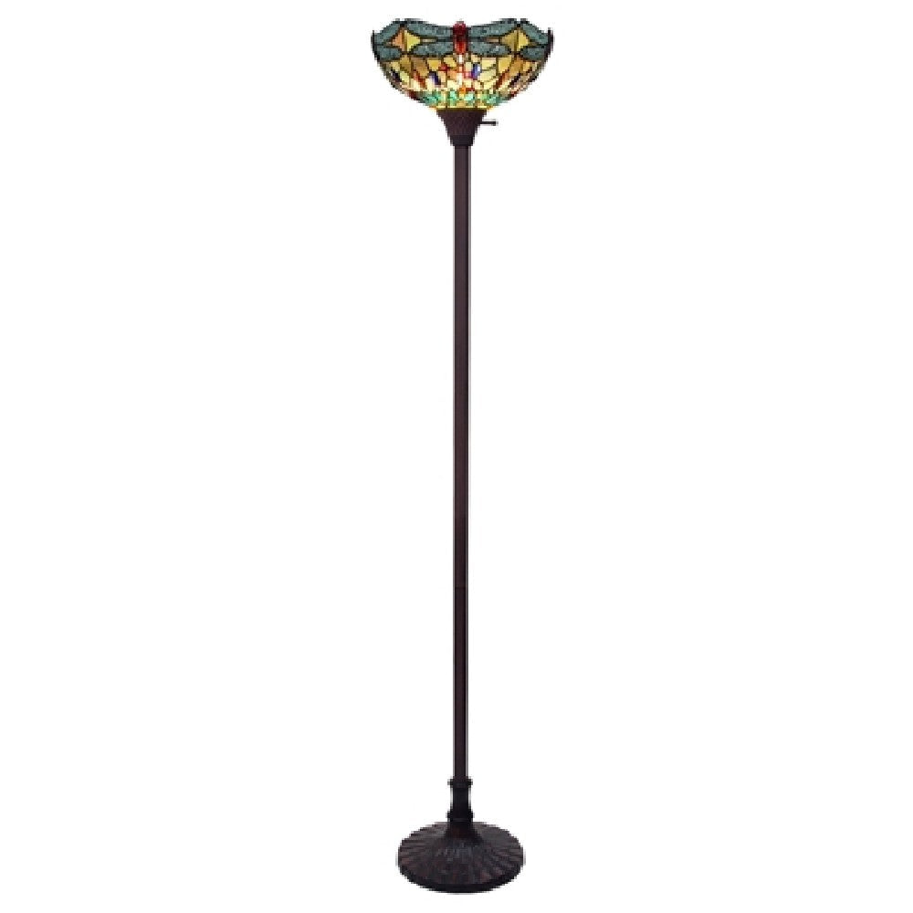 CHLOE Lighting EMPRESS Tiffany-style Dark Bronze 1 Light Torchiere Lamp 14" Shade