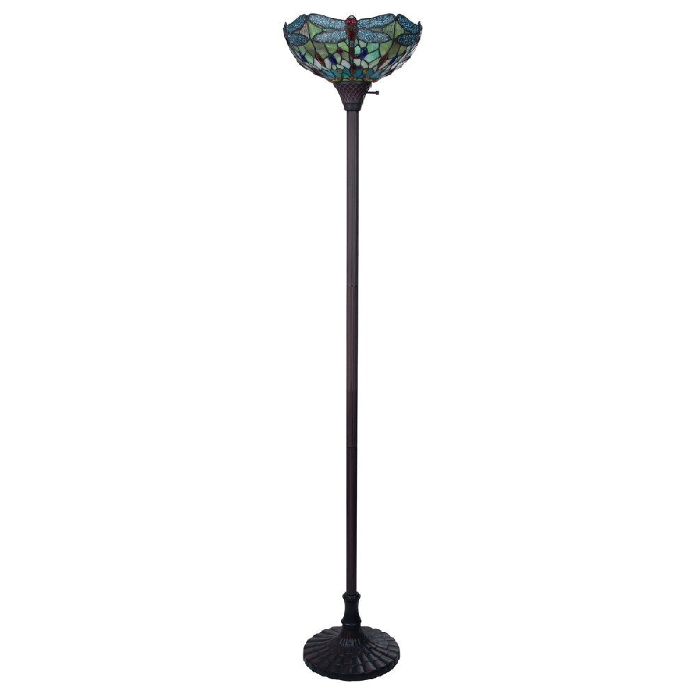 CHLOE Lighting EMPRESS Tiffany-style Dark Bronze 1 Light Torchiere Lamp 14’’ Shade CHL-CH3T471GD14-TF1