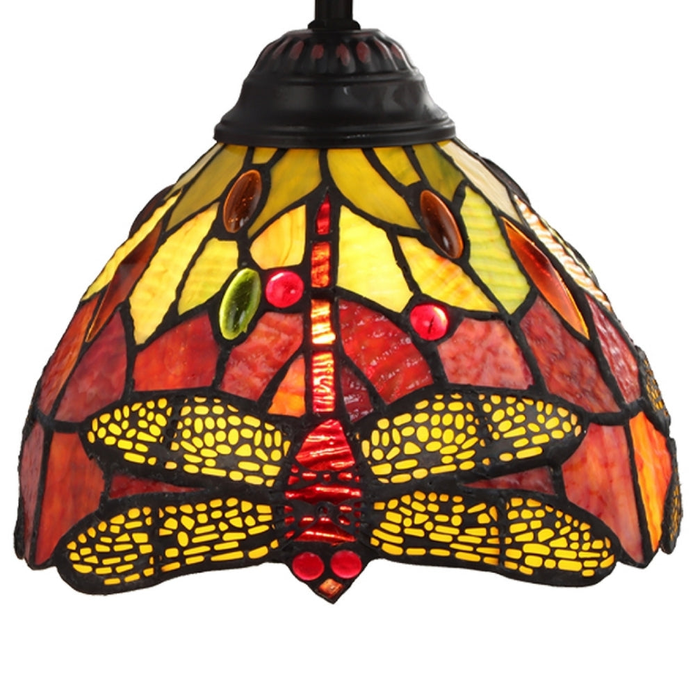 CHLOE Lighting EMPRESS Dragonfly Tiffany-style Dark Bronze 1 Light Mini Pendant 8’’ Wide CHL-CH3T471RD08-DP1