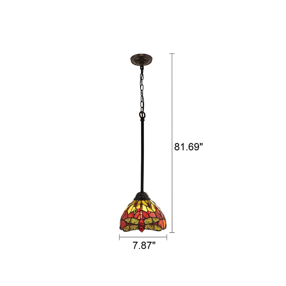 CHLOE Lighting EMPRESS Dragonfly Tiffany-style Dark Bronze 1 Light Mini Pendant 8’’ Wide CHL-CH3T471RD08-DP1