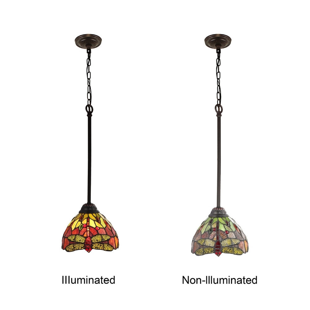 CHLOE Lighting EMPRESS Dragonfly Tiffany-style Dark Bronze 1 Light Mini Pendant 8’’ Wide CHL-CH3T471RD08-DP1